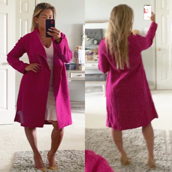 Tahari Jackets & Blazers - TAHARI SOLID LONG COAT WOOL BLEND WITH POCKETS